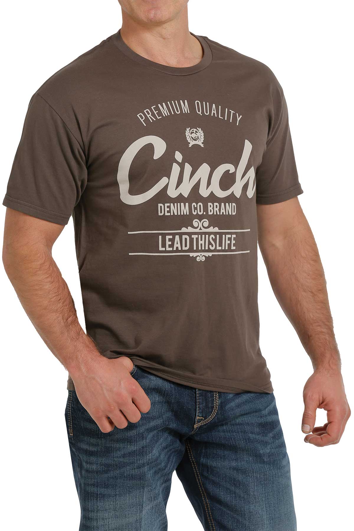 Men’s Cinch Brown logo Tee