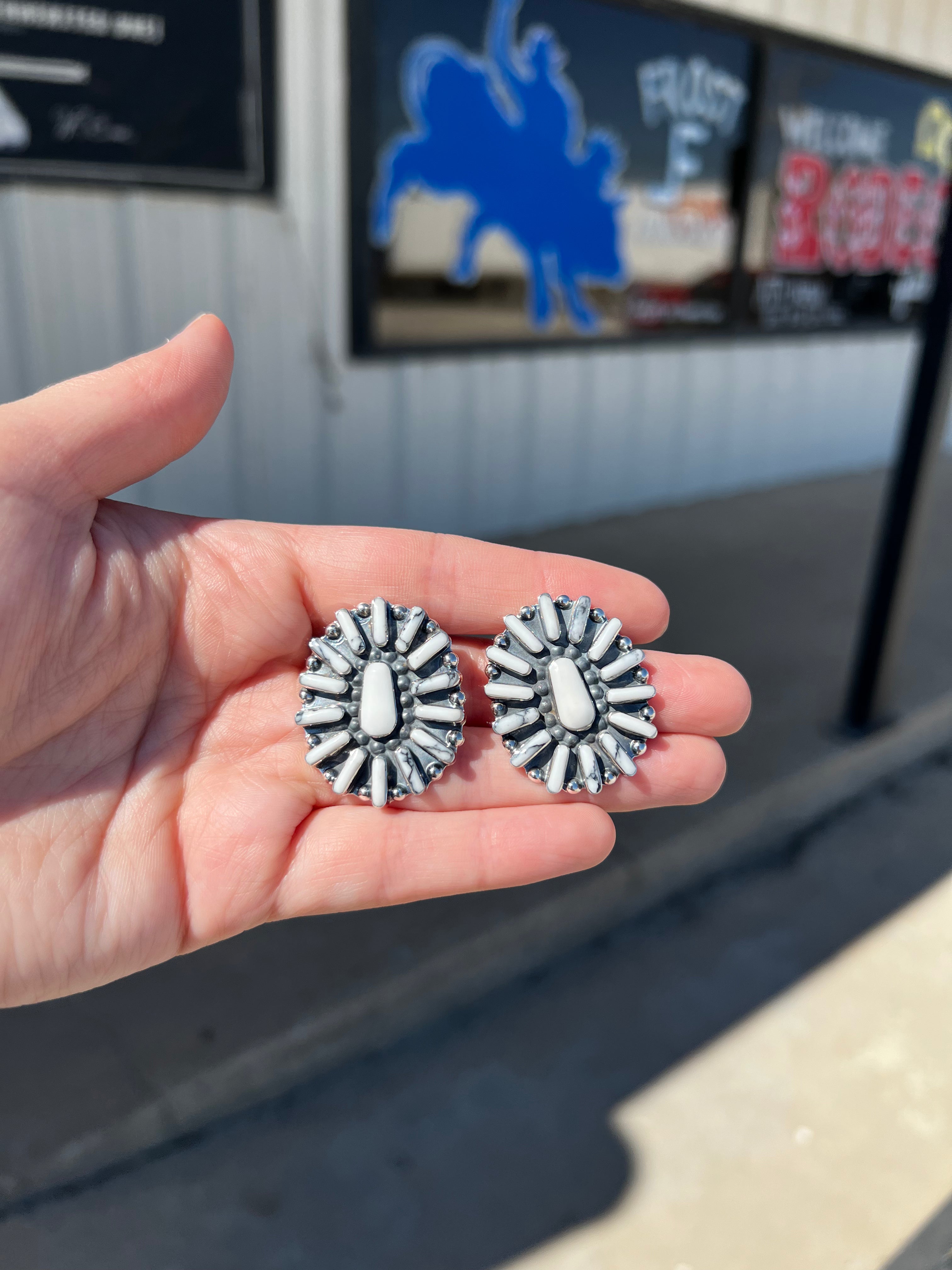 Howlite Oval Cluster Earrings
