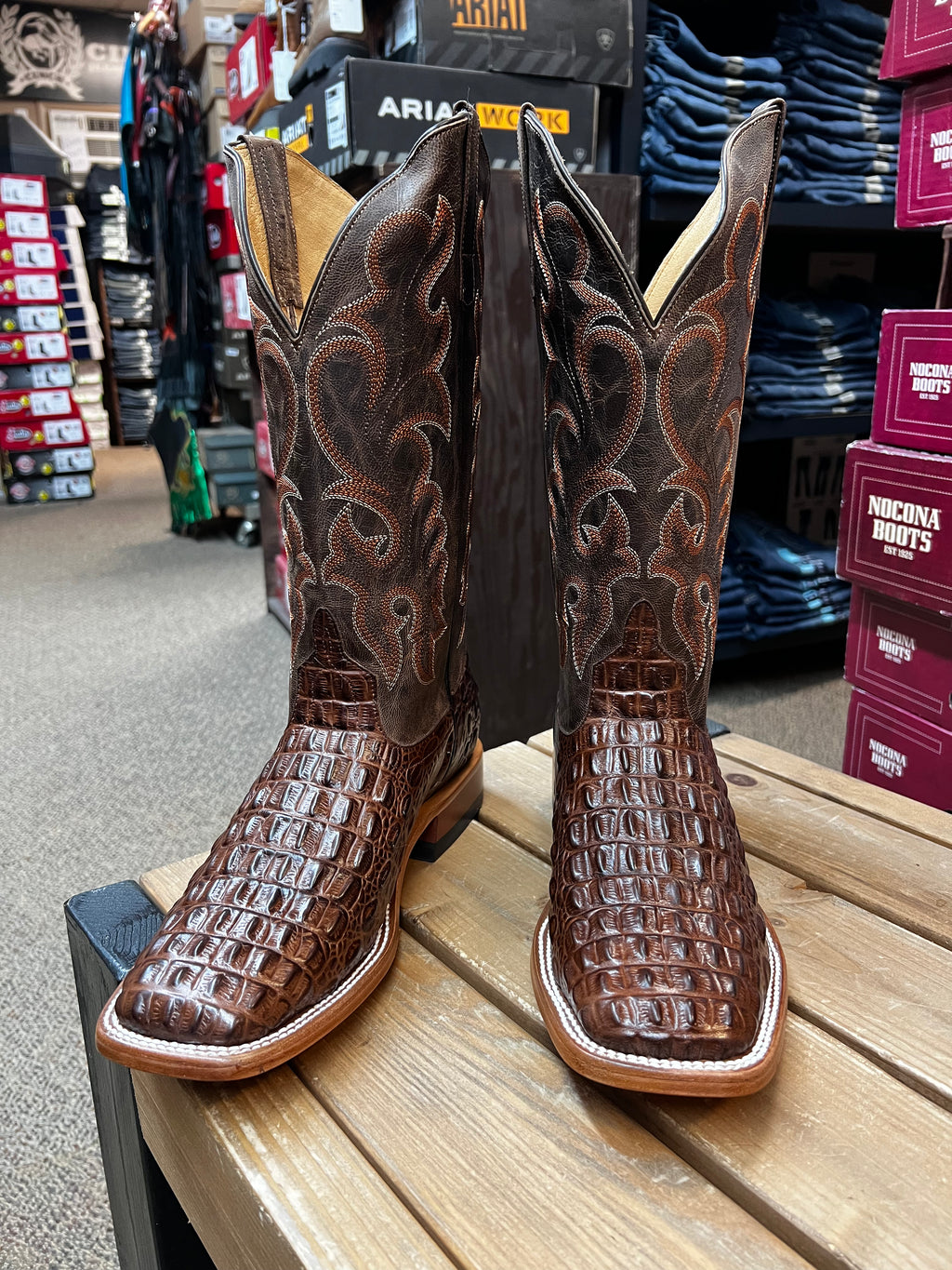 Horsepower Chocolate Nile Croc Print Boots (HP1070)