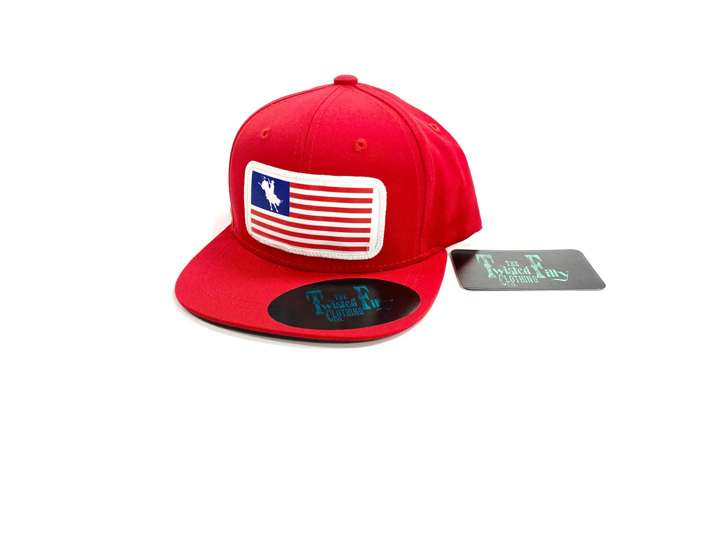 THE TWISTED FILLY CLOTHING CO. American Flag (Bull) - Toddler Snapback Hat - Red