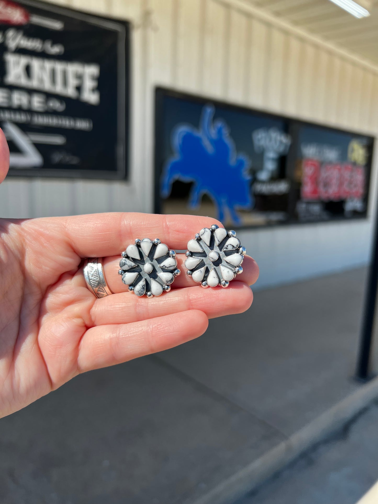 Howlite Circle Cluster Earrings