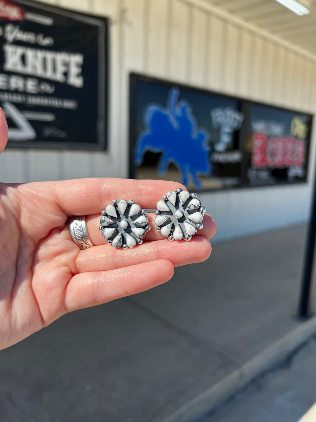 Howlite Circle Cluster Earrings