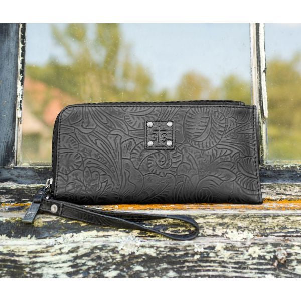 STS Floral Tooled Wristlet Clutch