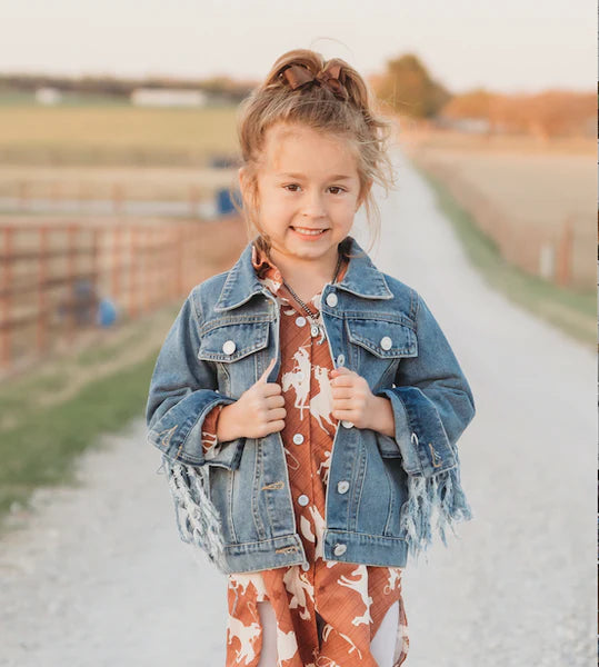 Little girl jean jacket 2025 outfit