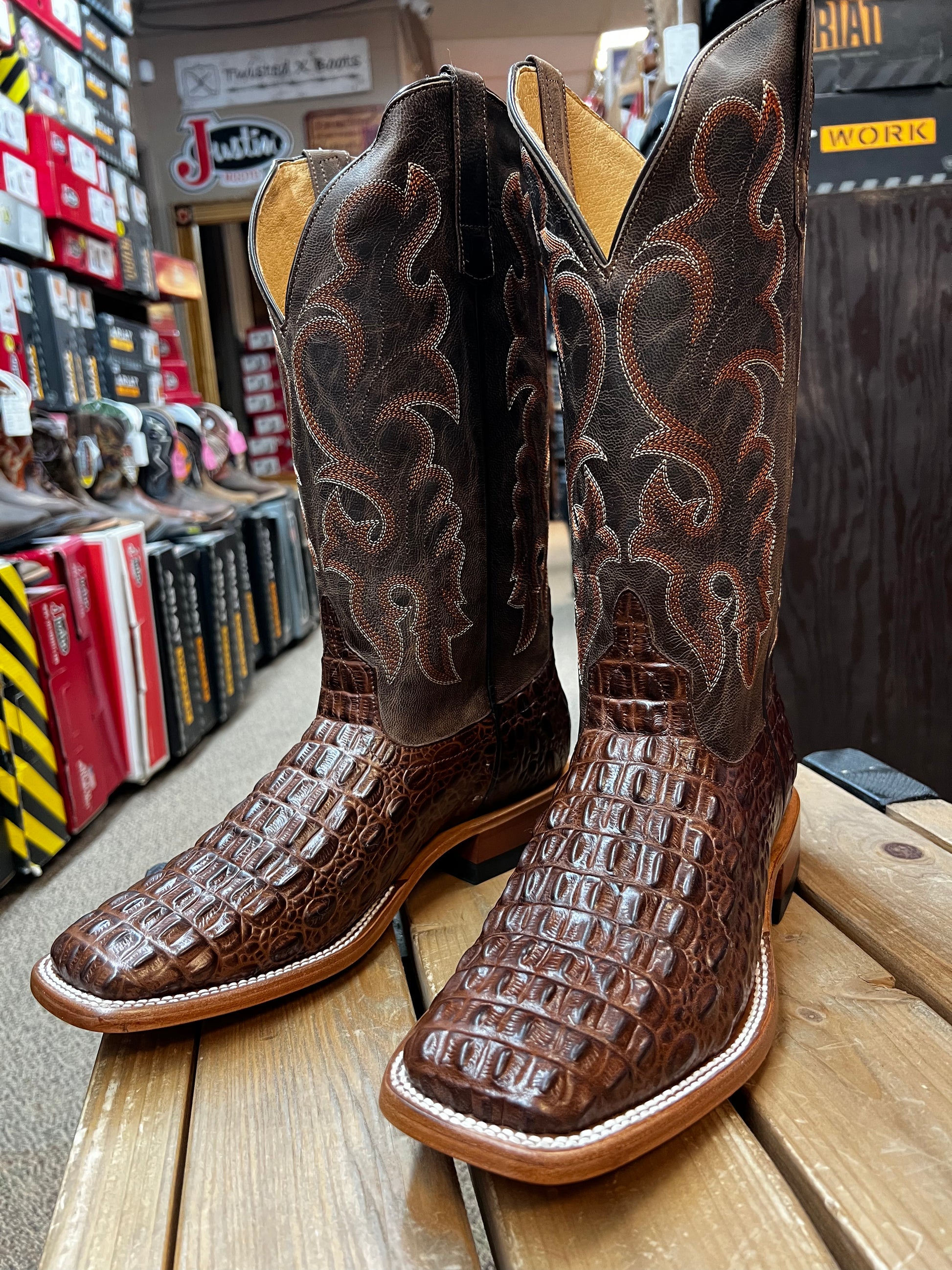 Square toe croc hot sale boots
