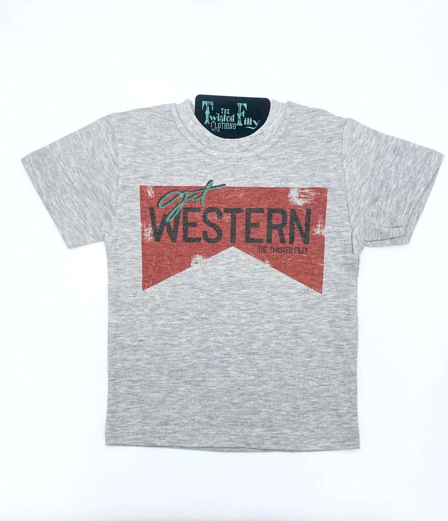 THE TWISTED FILLY CLOTHING CO. Get Western - S/S Toddler Tee - Grey