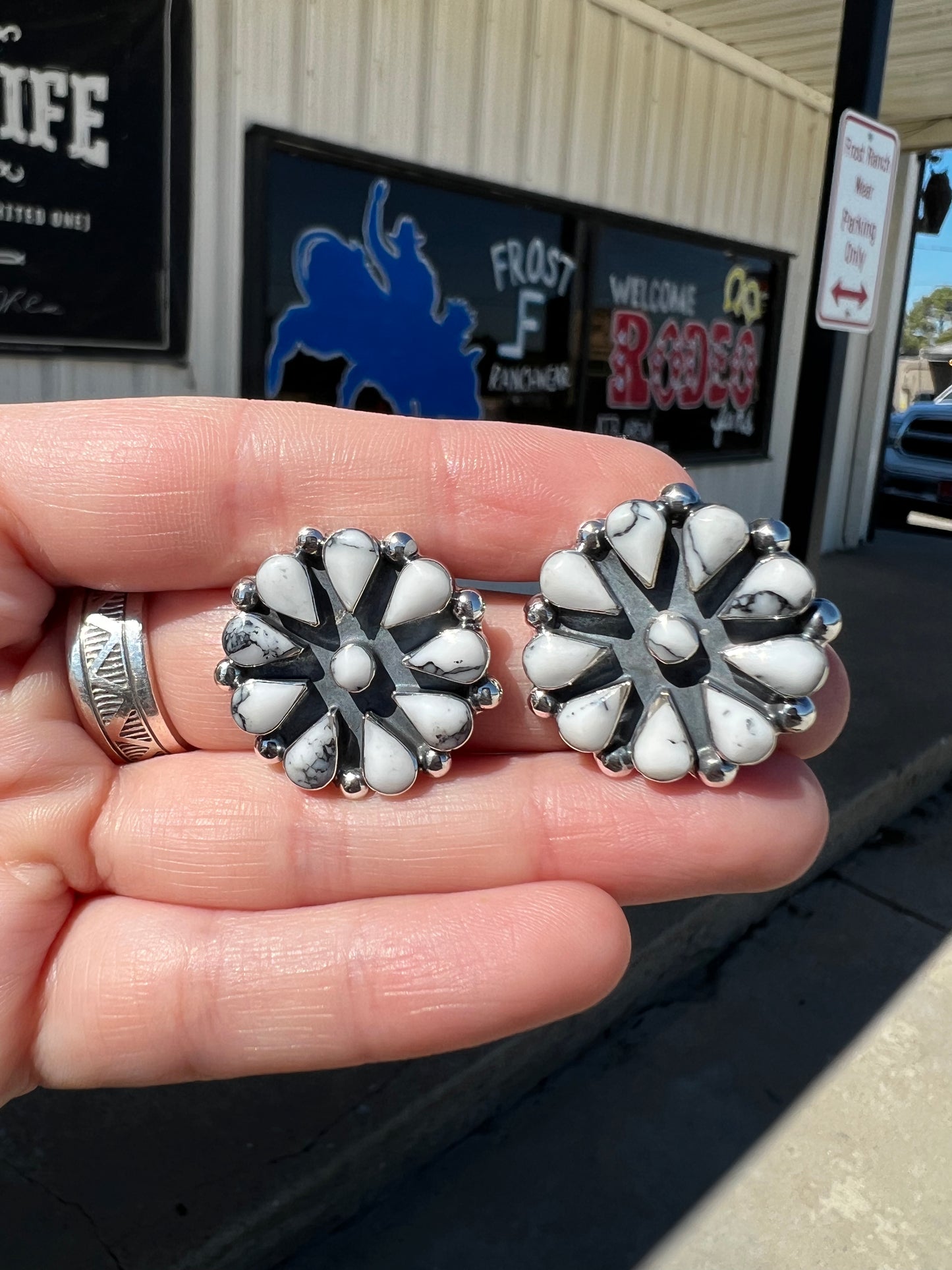 Howlite Circle Cluster Earrings