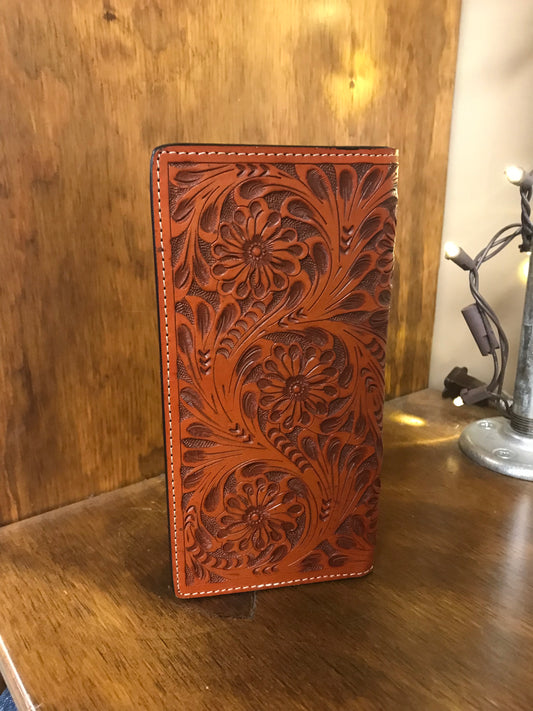 Cowboy Chrome Basketweave & Floral Bifold Wallet (W578)