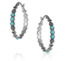 Load image into Gallery viewer, Round N Round Turquoise Hoop Earring
