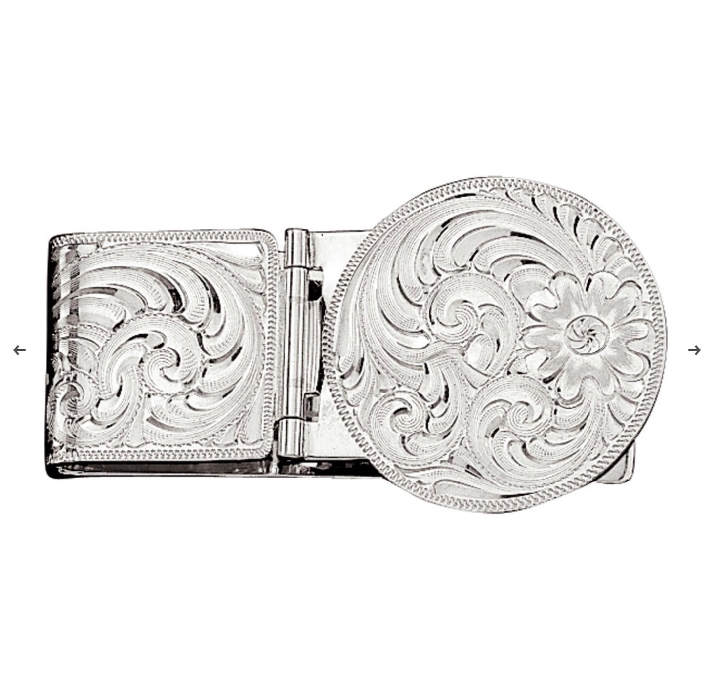 Silver Engraved Hinged Money Clip MCL22