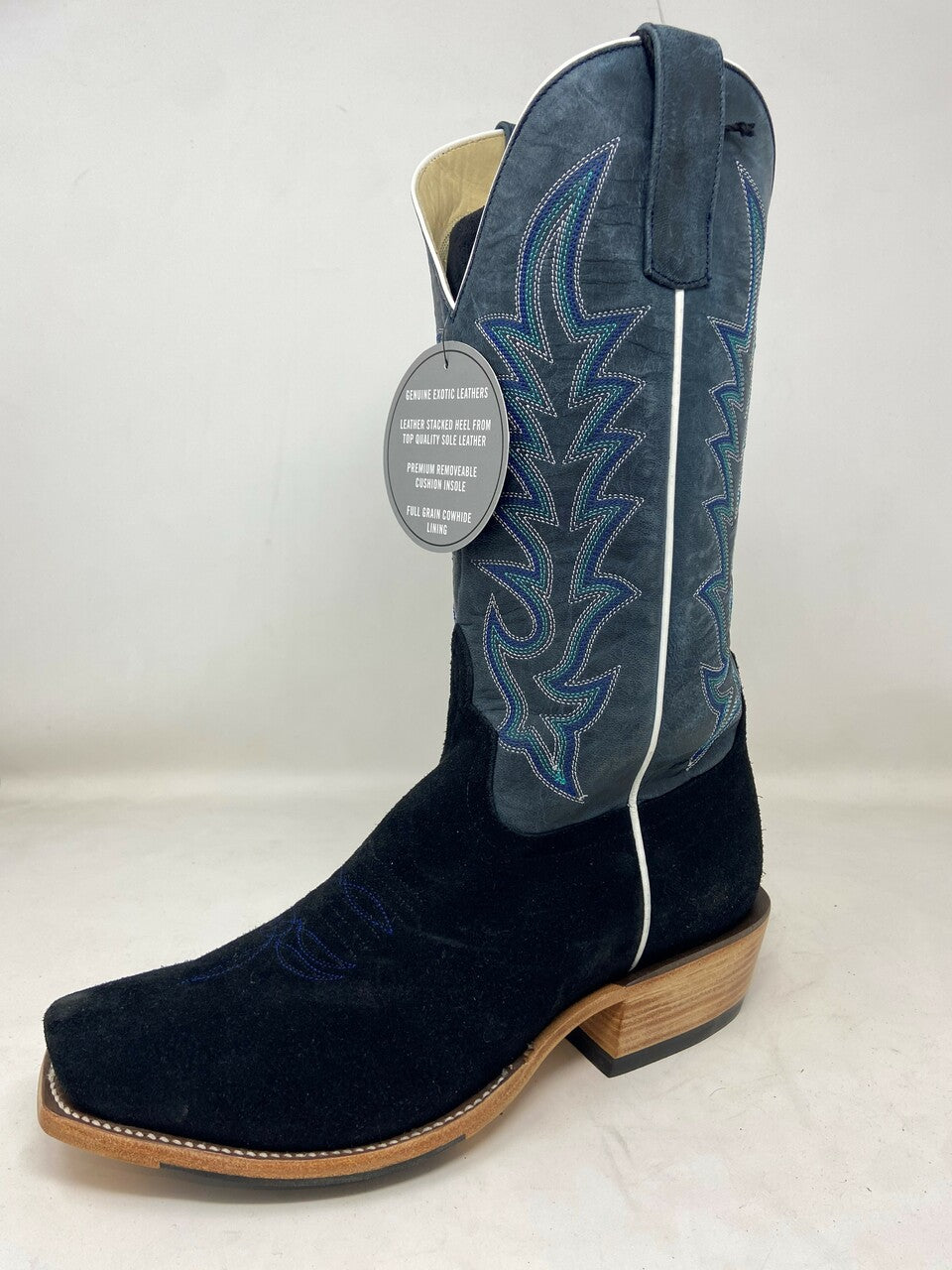 Horse Power Men's Boot - Top Hand Collection - Black Suede / Blue Goat  (hp9502)