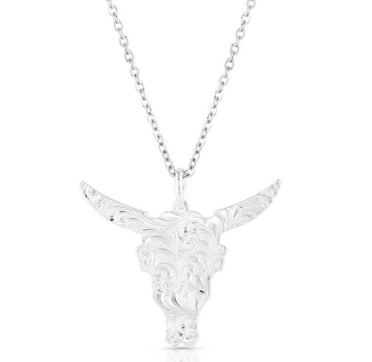 Chiseled Steer Head Turquoise Necklace (nc5397)