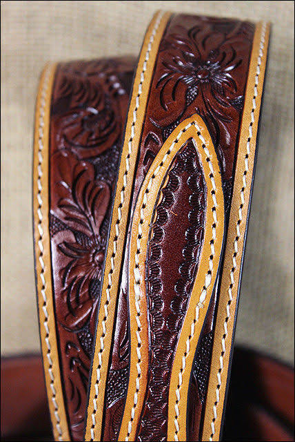 3D Men's Belt D2213 Floral Tan Western Ranger Leather Belt