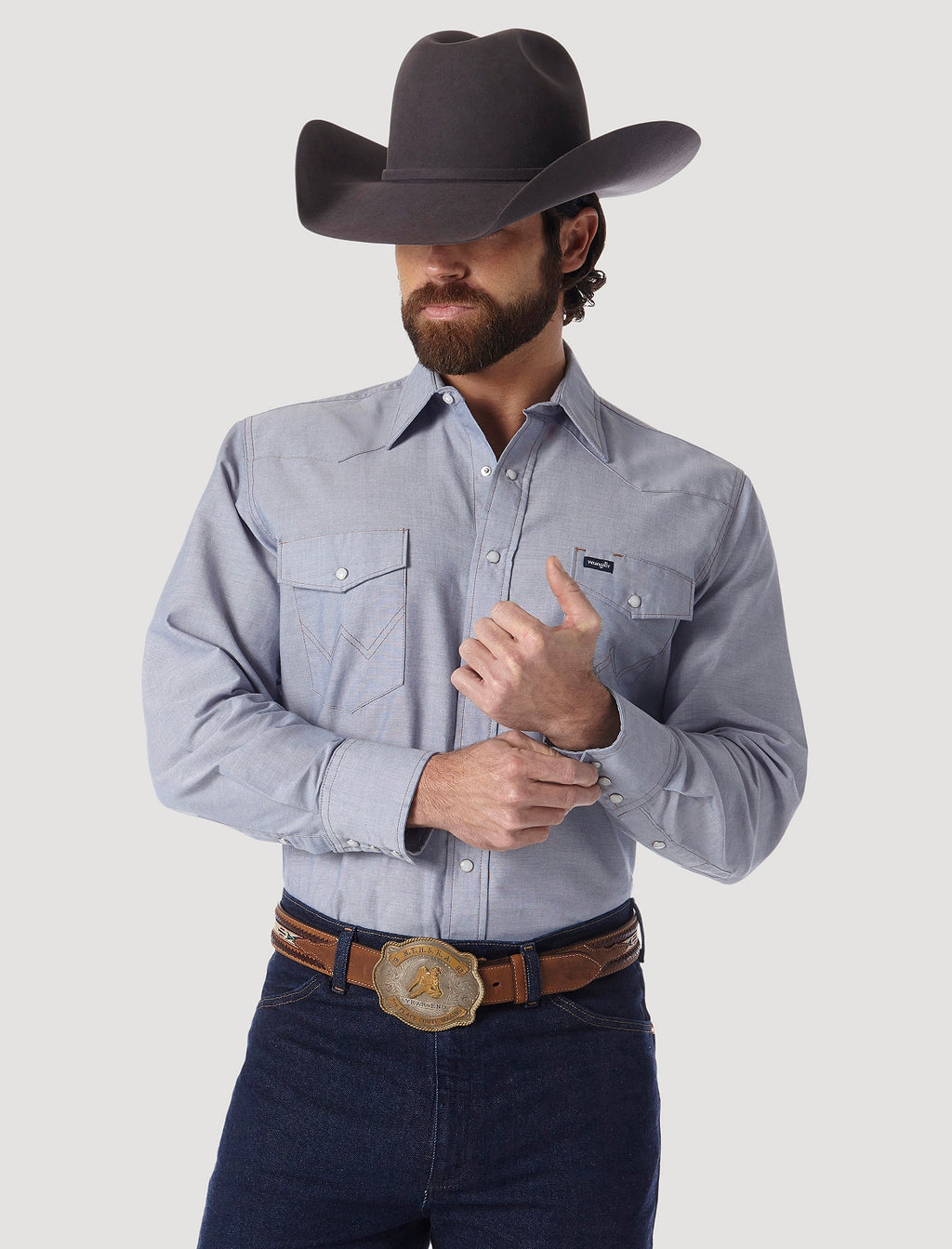 COWBOY CUT® WORK WESTERN CHAMBRAY LONG SLEEVE SHIRT(70130mw)