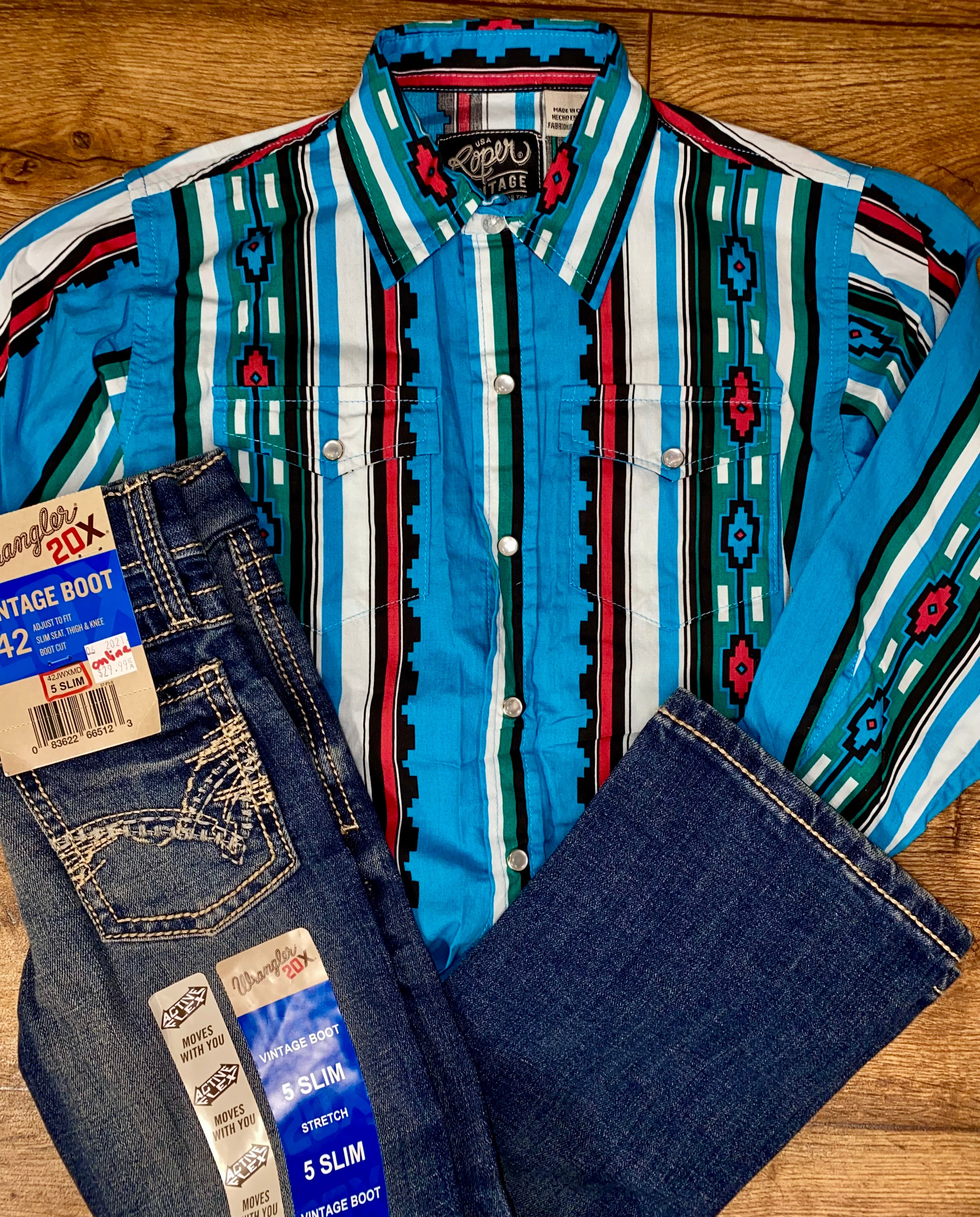 Roper Vintage Boys Serape Stripe Shirt (0404)