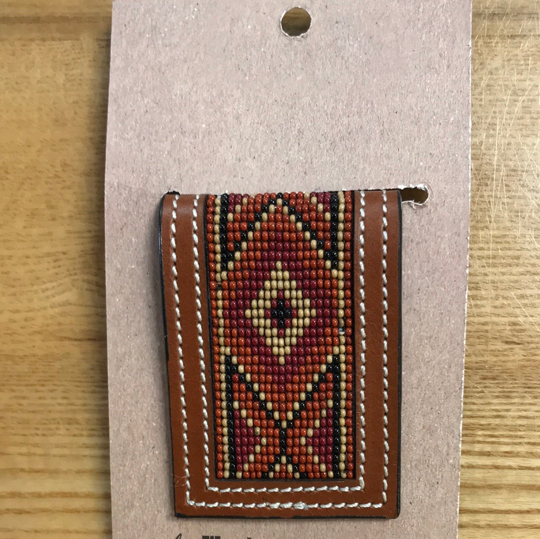 Twisted X Beaded Money Clip Brown
