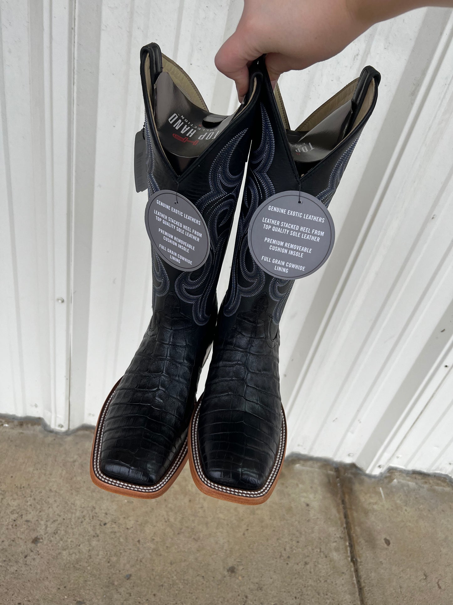 Horsepower Top Hand Black Caiman Belly Boots (HP8002)