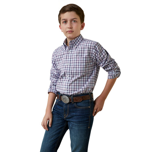 Ariat Boys Pro Series Pink/Purple Plaid
