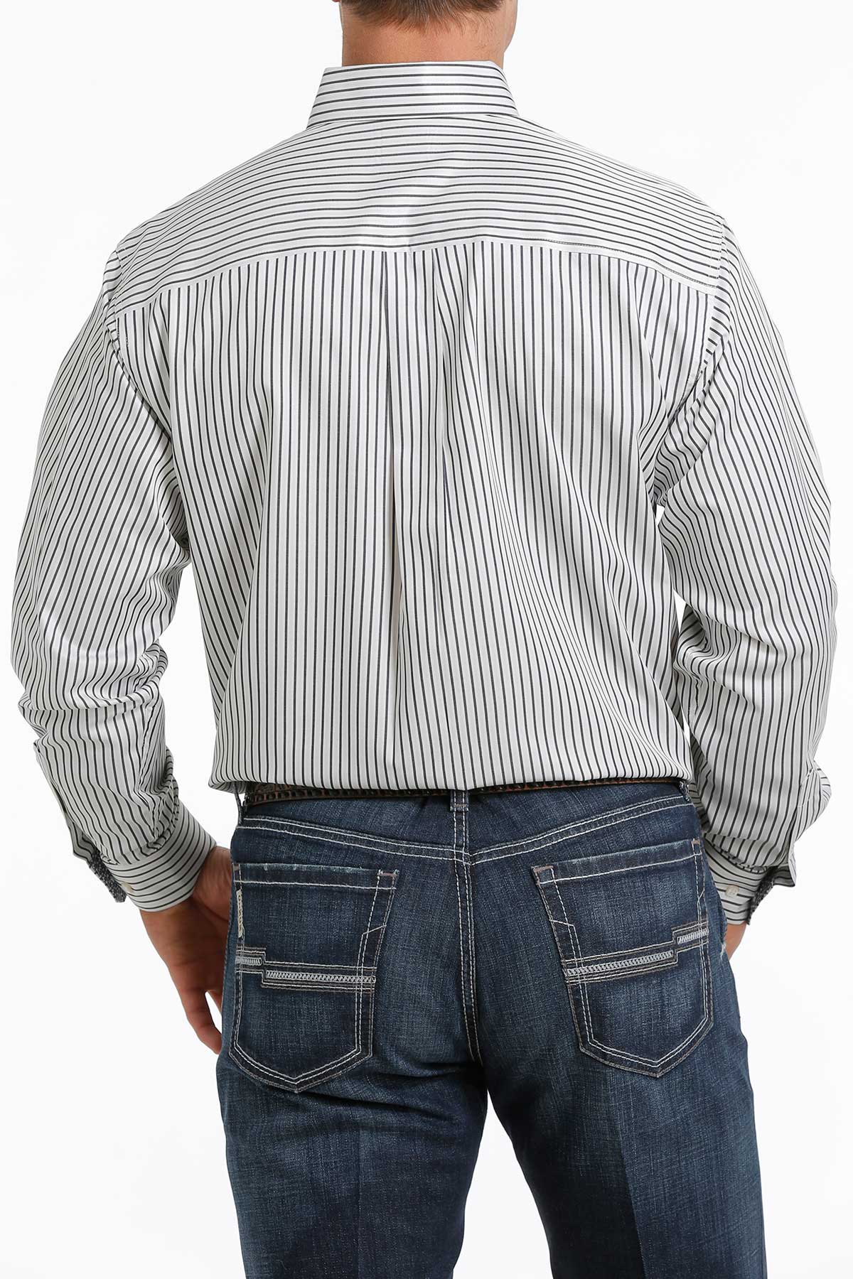 Cinch Mens White/Navy Stripe Shirt (5298)