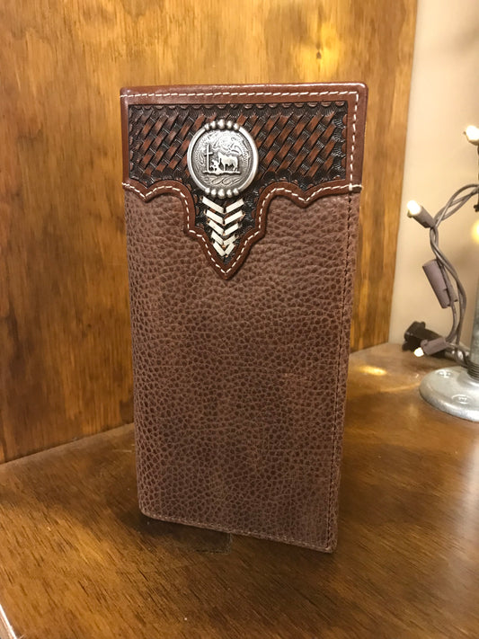 Cowboy Chrome Basketweave & Concho Bifold Wallet (W565)