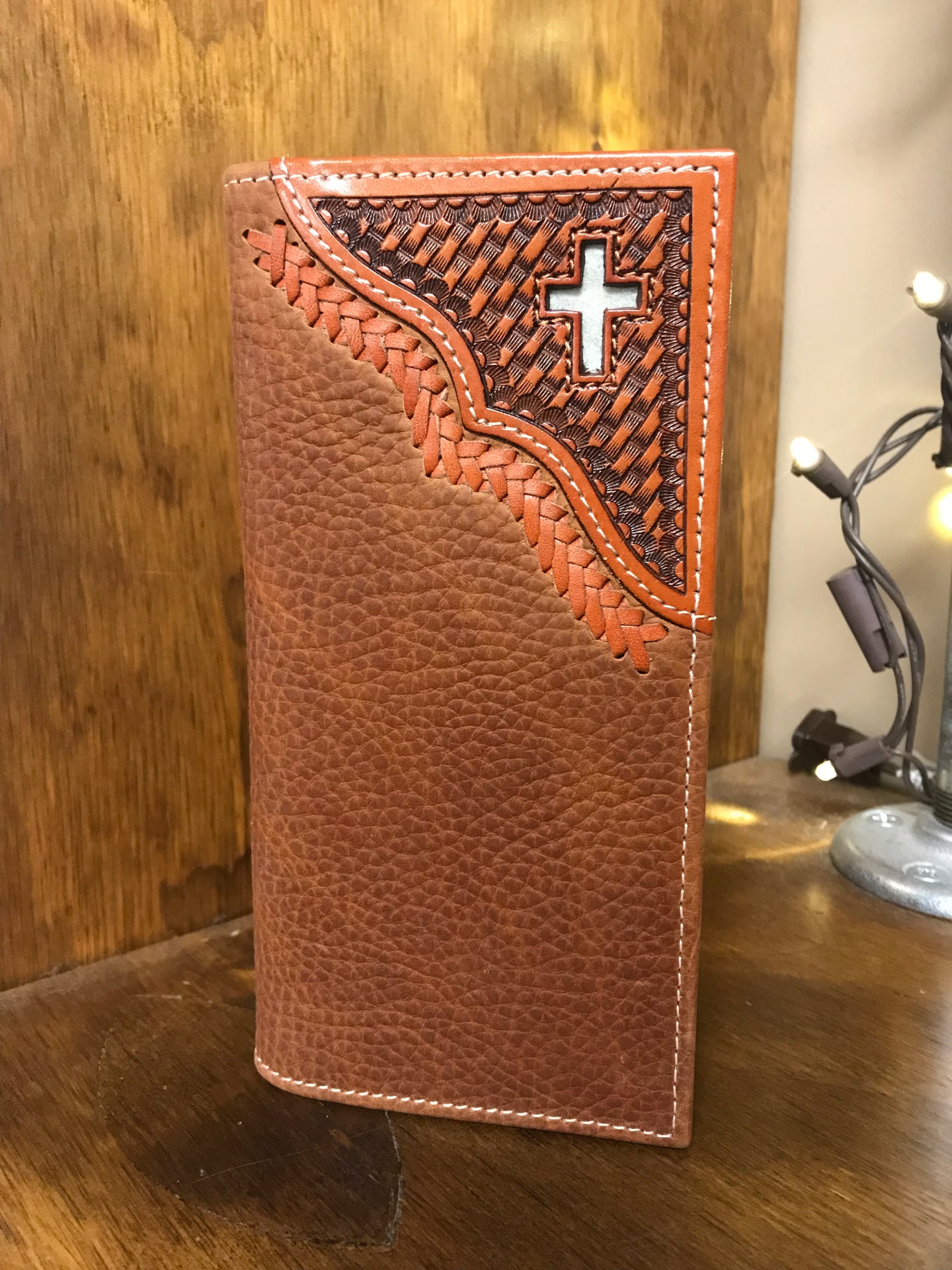 Cowboy Chrome Basketweave Cross Wallet (W3128)