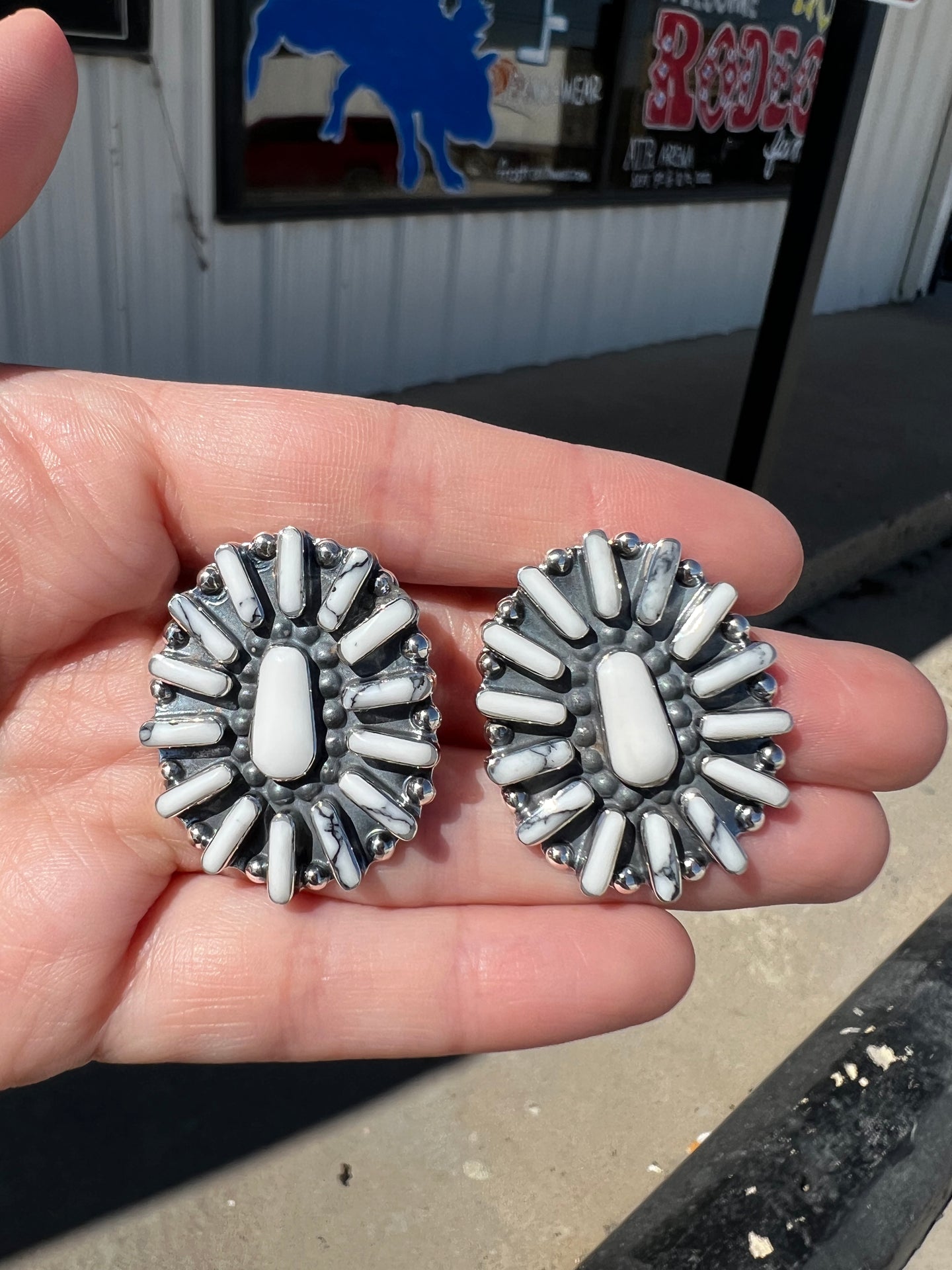 Howlite Oval Cluster Earrings