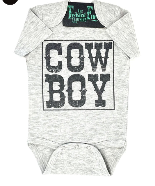 Cow Boy - S/S Infant One Piece - Grey