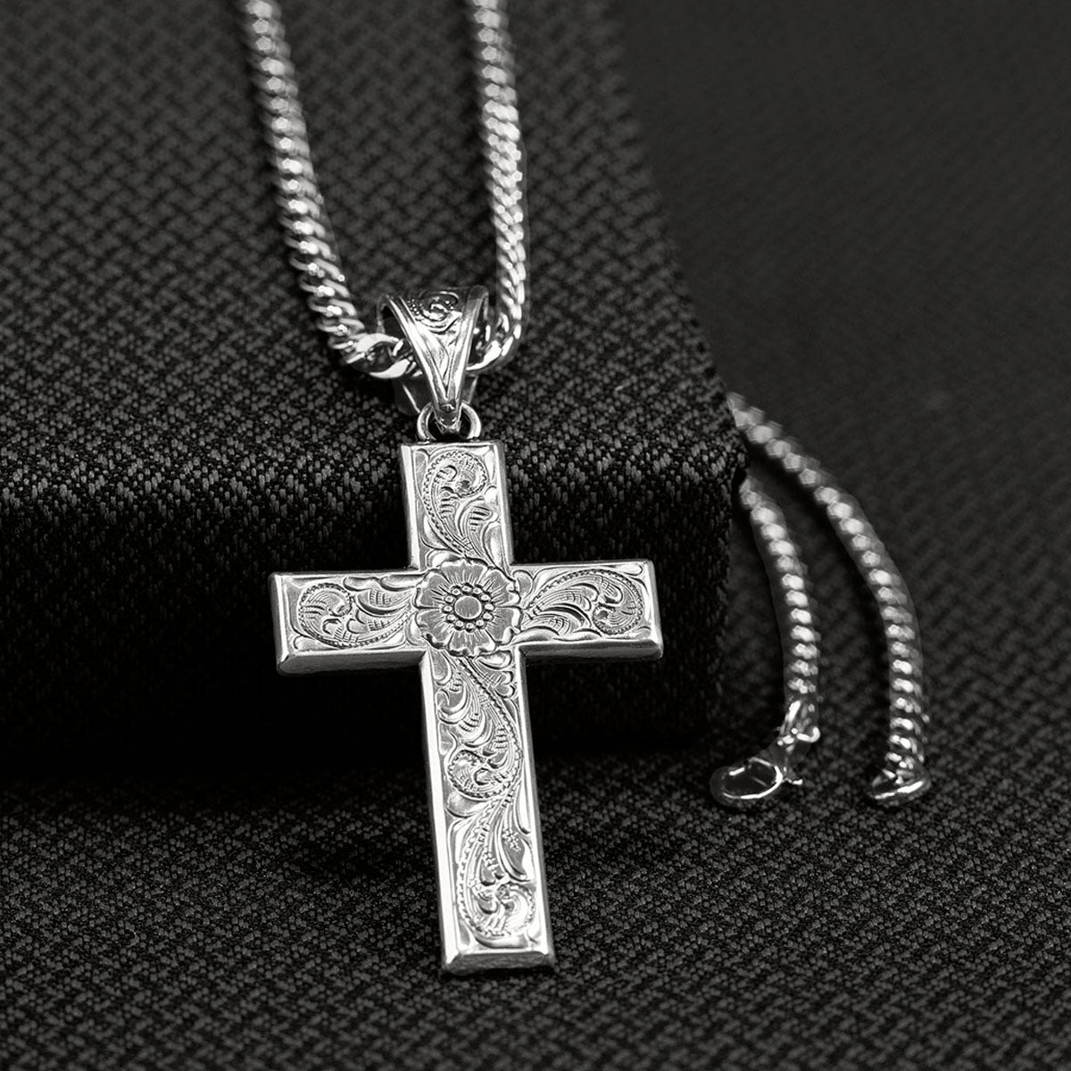 Twister Silver Cross Necklace