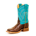 Anderson Bean Turquoise & Chocolate Ostrich Print Kids Boots (7083)