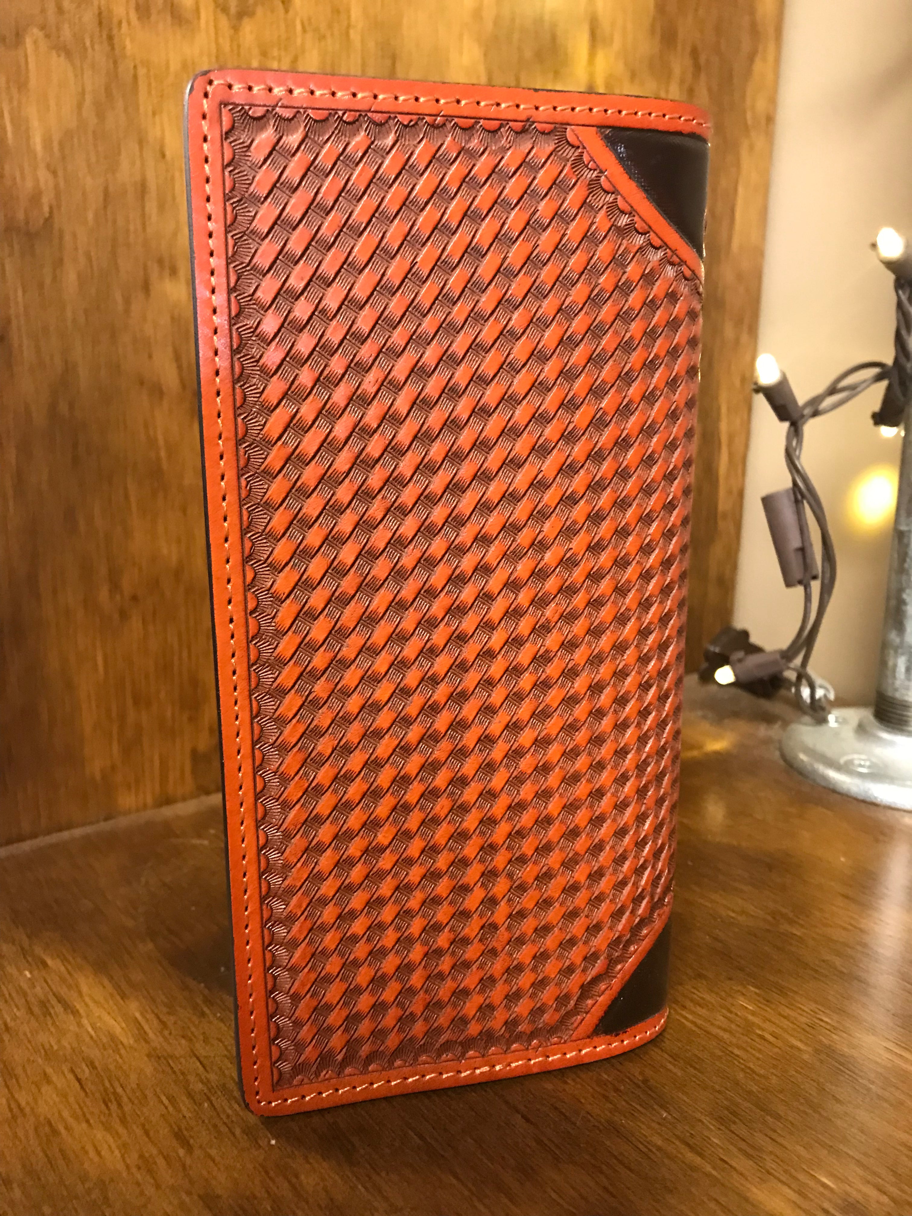 Ranger Belt Company Floral & Basketweave Tooled Wallet (C1307)