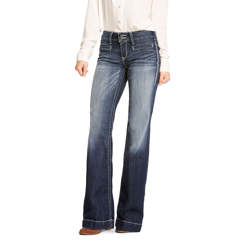 Ariat Women’s Trouser Mid Rise Stretch Entwined Wide Leg Jean (5302)
