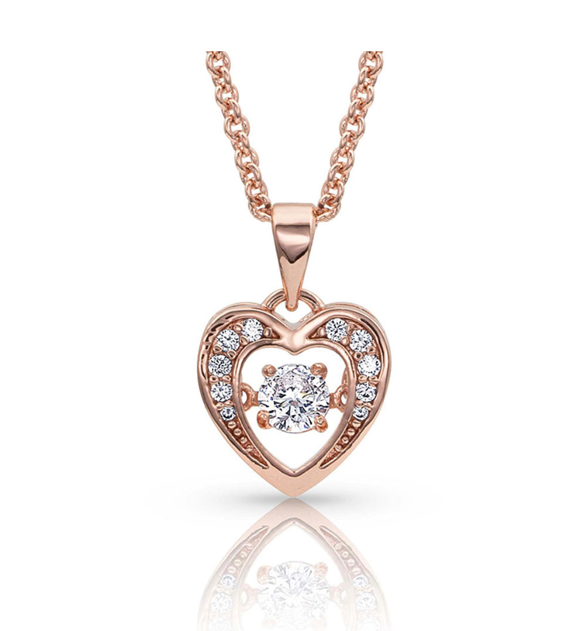 Let's Dance A Little Dance Rose Gold Heart Necklace