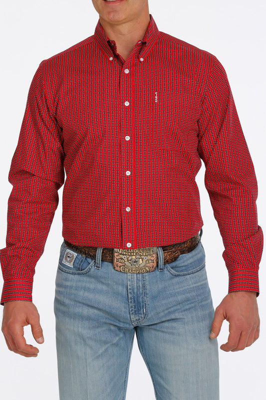 Cinch Men’s Modern Fit Red Patterned Shirt (7050)