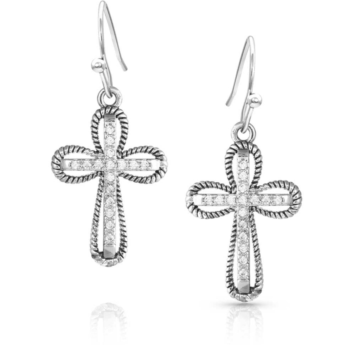 Expressive Faith Crystal Cross Earrings