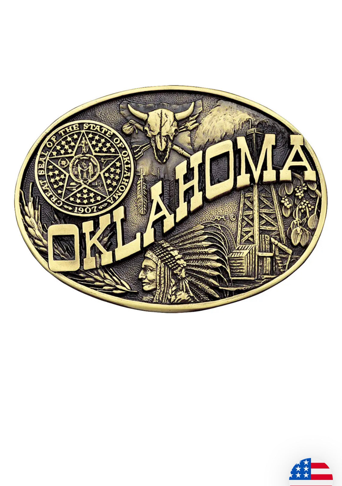 Montana Silversmiths Oklahoma State Heritage Attitude Buckle