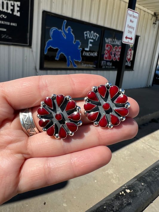 Red Jasper Circle Cluster Earrings