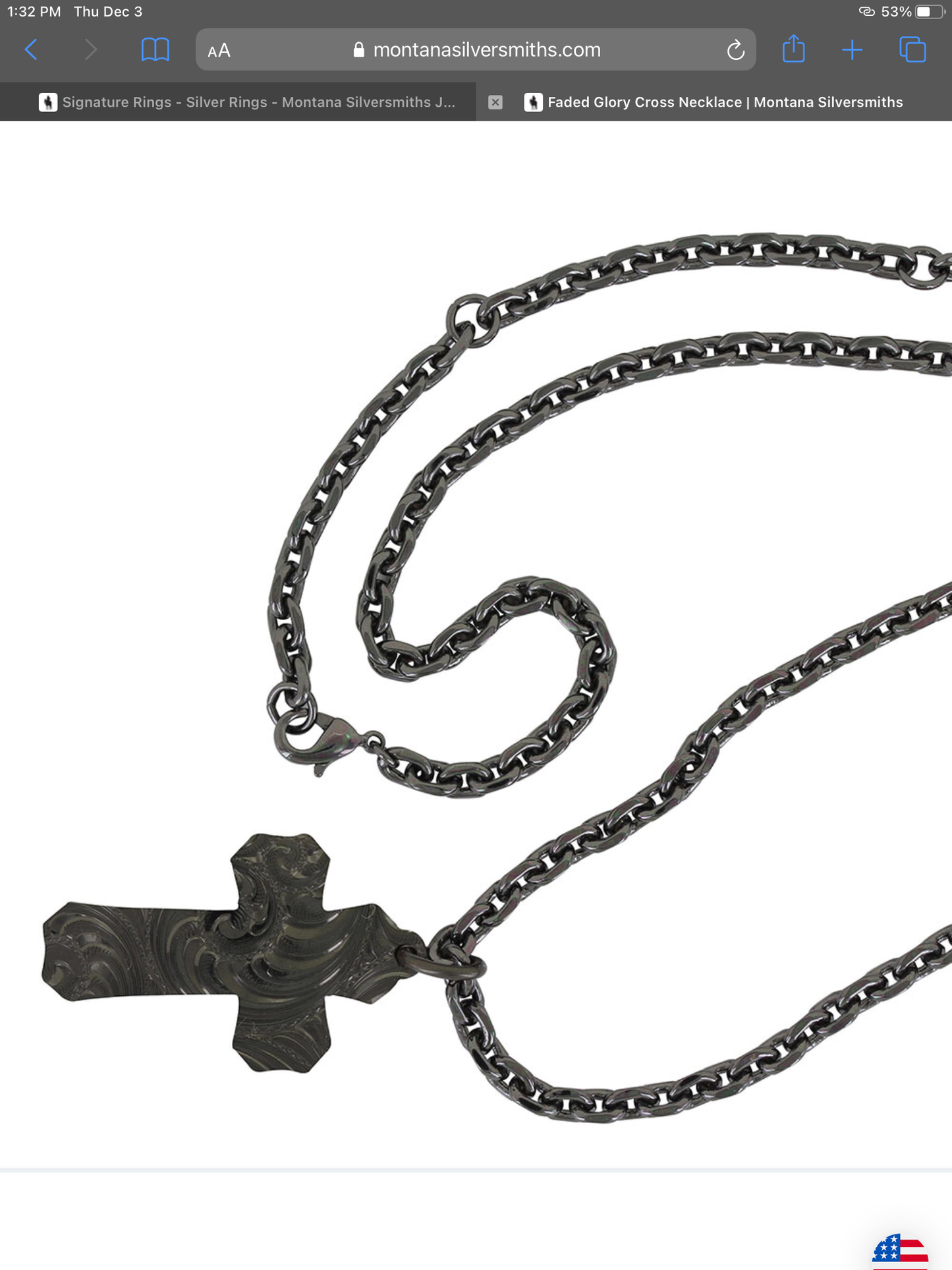 Montana Siversmith Faded Glory Cross Necklace