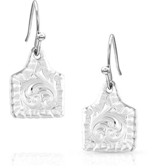 Chiseled Cow Tag Earrings (er5398)