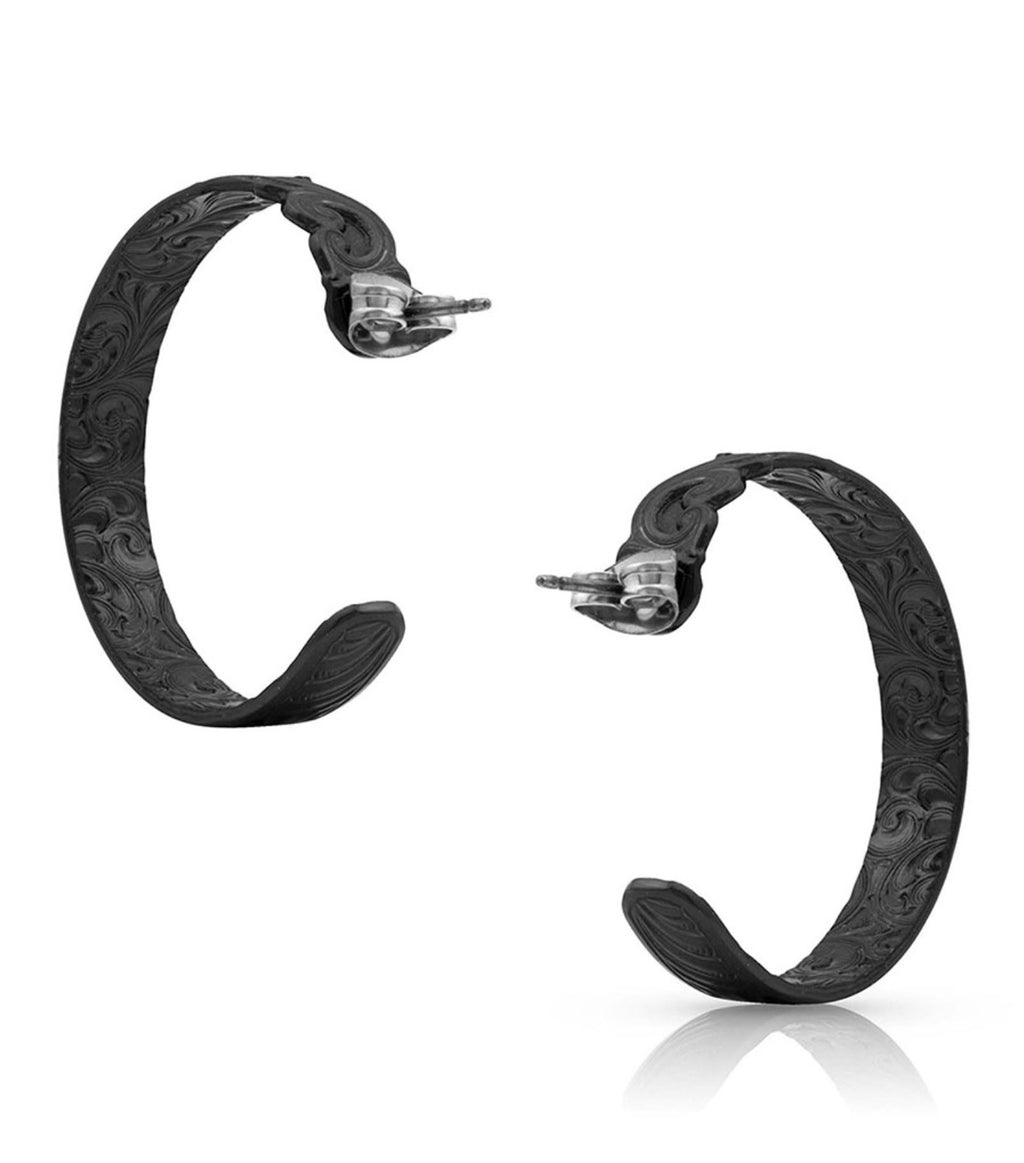 Midnight Filigree Hoop Earrings (ER4079BKN)