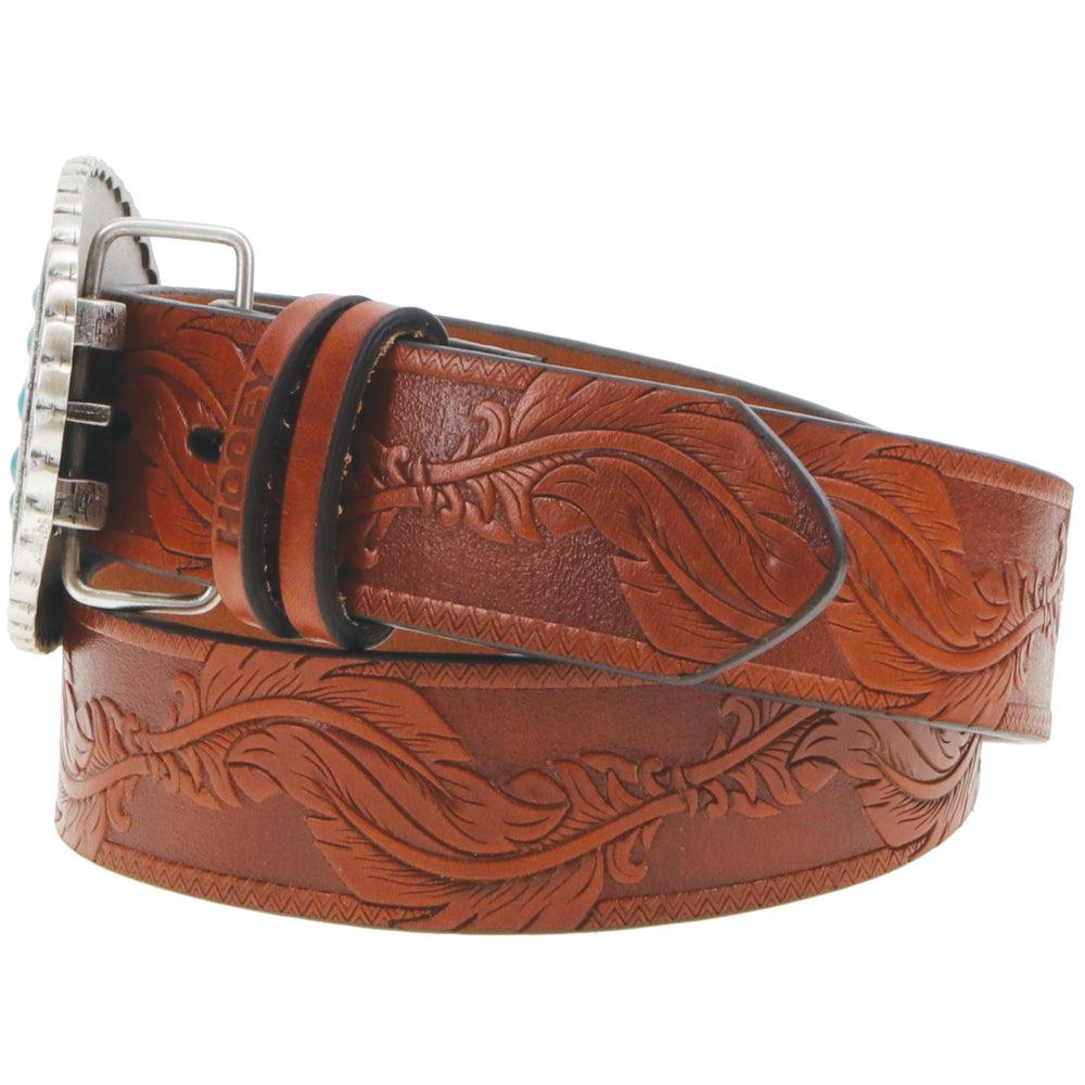 HOOEY "ORIGINAL HOOEY LADIES BELT" NATURAL /BROWN W/TURQUOISE RODEO BUCKLE SKU: HWBLT001-S