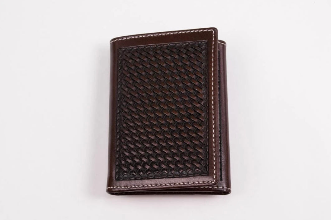 Cowboy Chrome Basketweave Trifold Wallet (W316)