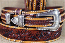 Load image into Gallery viewer, 3D Men&#39;s Belt D2213 Floral Tan Western Ranger Leather Belt
