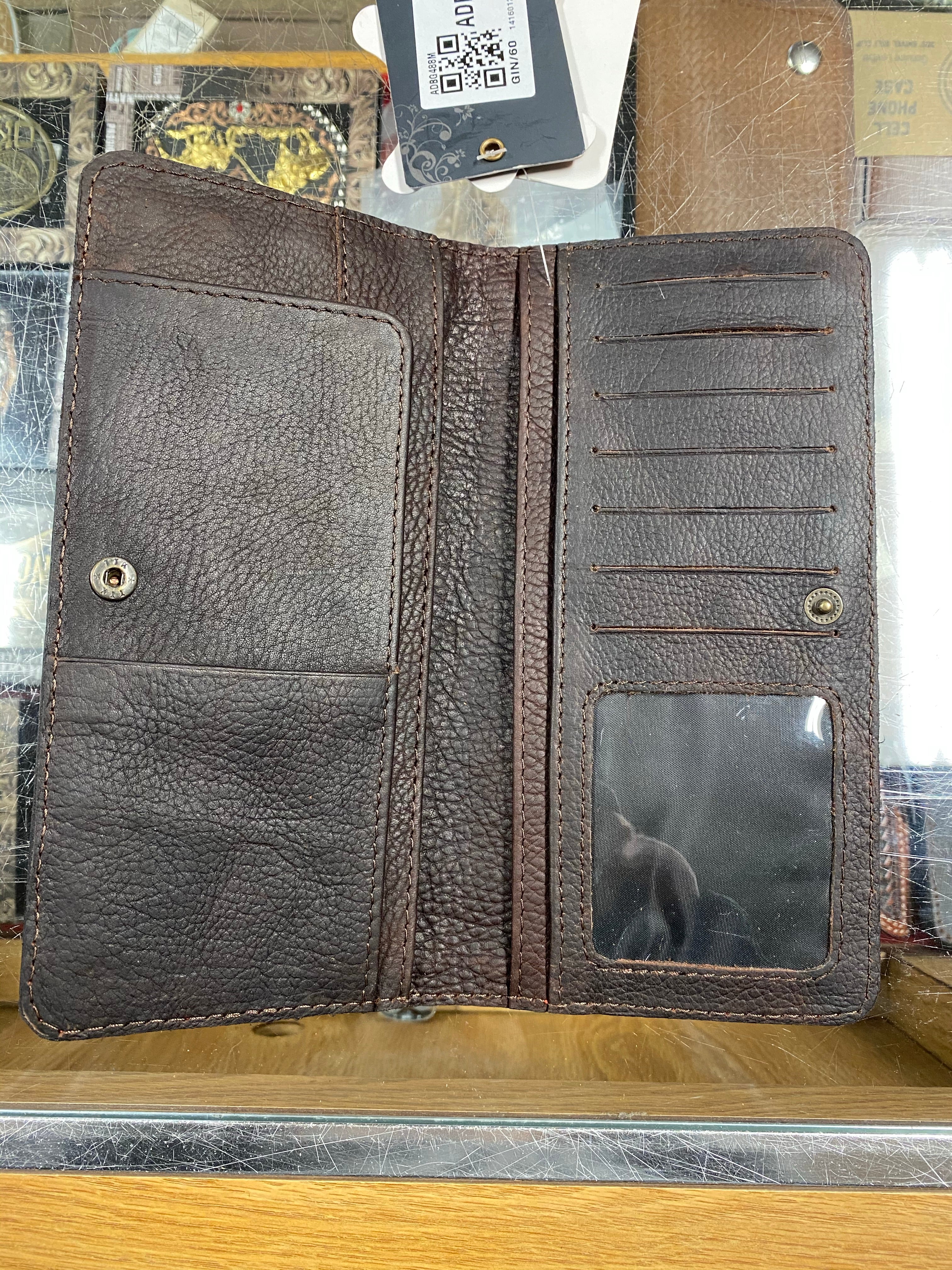 American Darling Tooled Leather Red Ruby Wallet (G488)