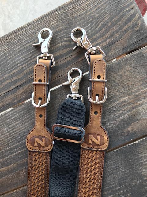 Nocona Men's Medium Brown Basket Weave Suspenders