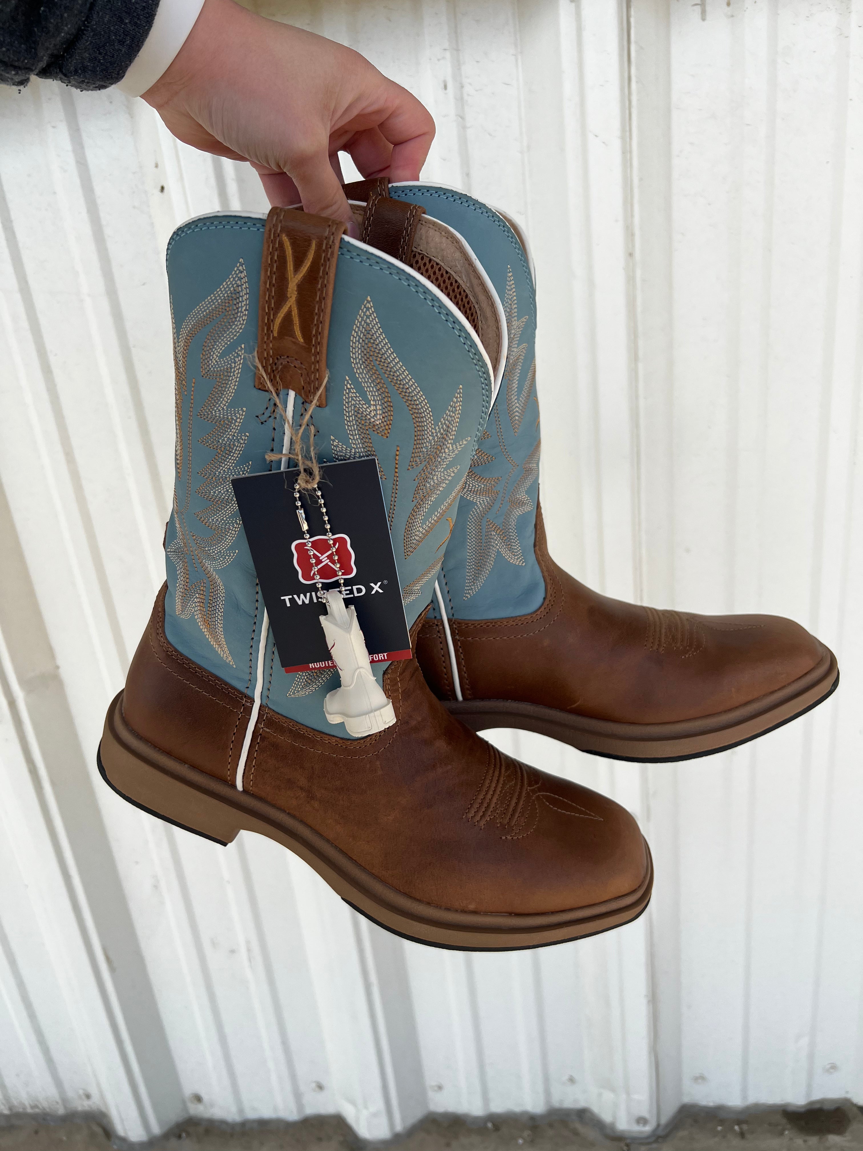 Twisted X 11" UltraLite X Boot - Ginger & Sky Blue (MUL0003)