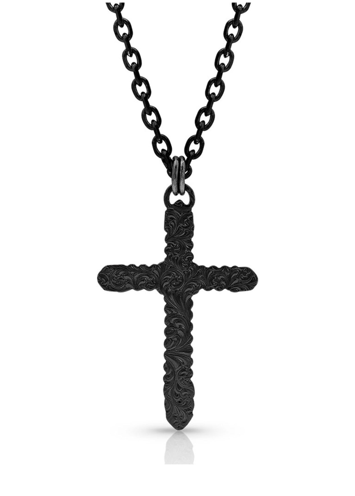Flat Braid Bull Rope Cross Necklace NC4445NBB