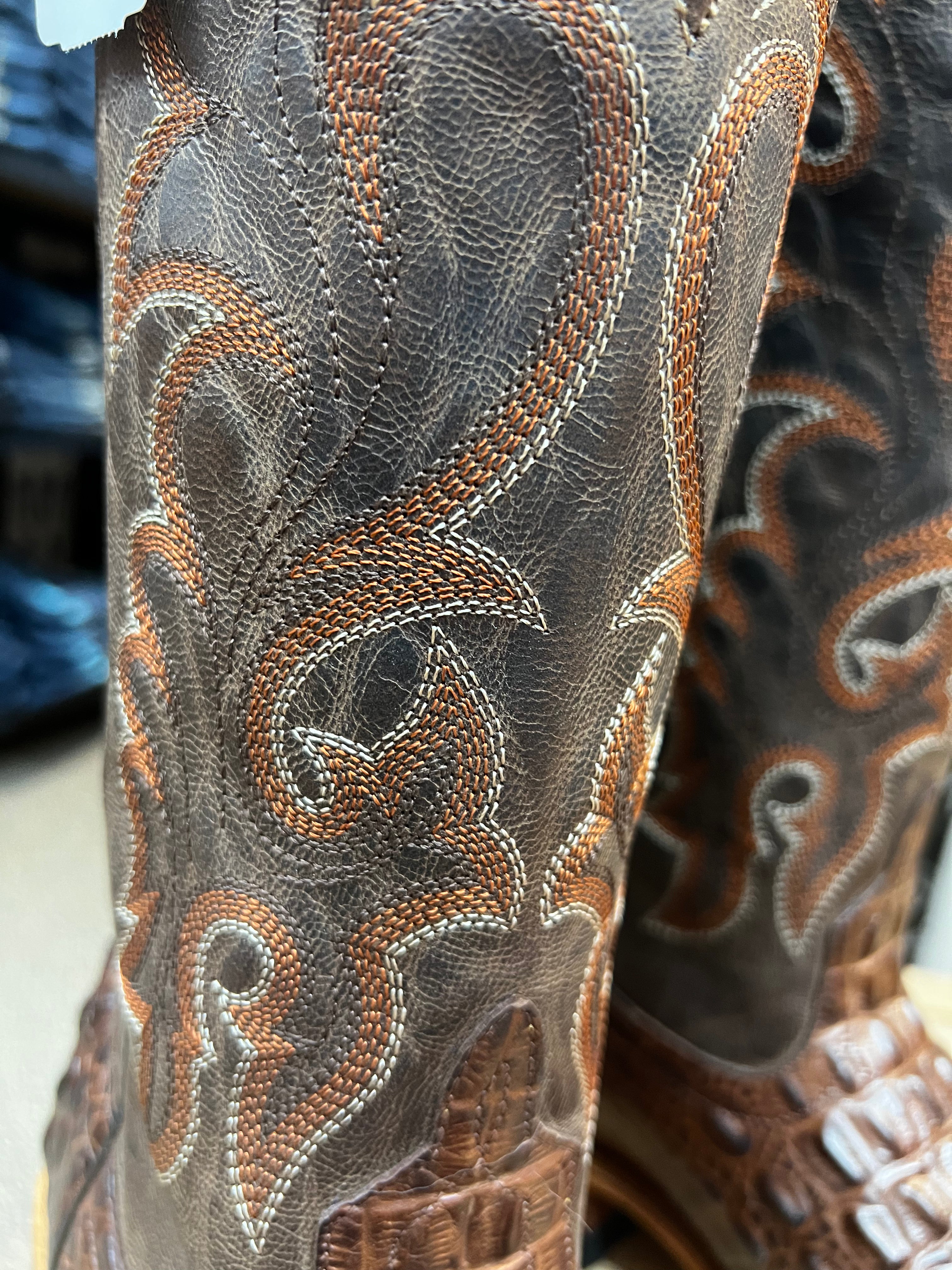 Horsepower Chocolate Nile Croc Print Boots (HP1070)