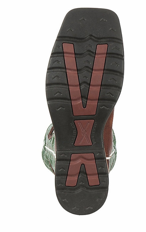 Twisted X Men's Lite Cognac and Lime Green Wide Square Steel Toe Work Boot (S002)