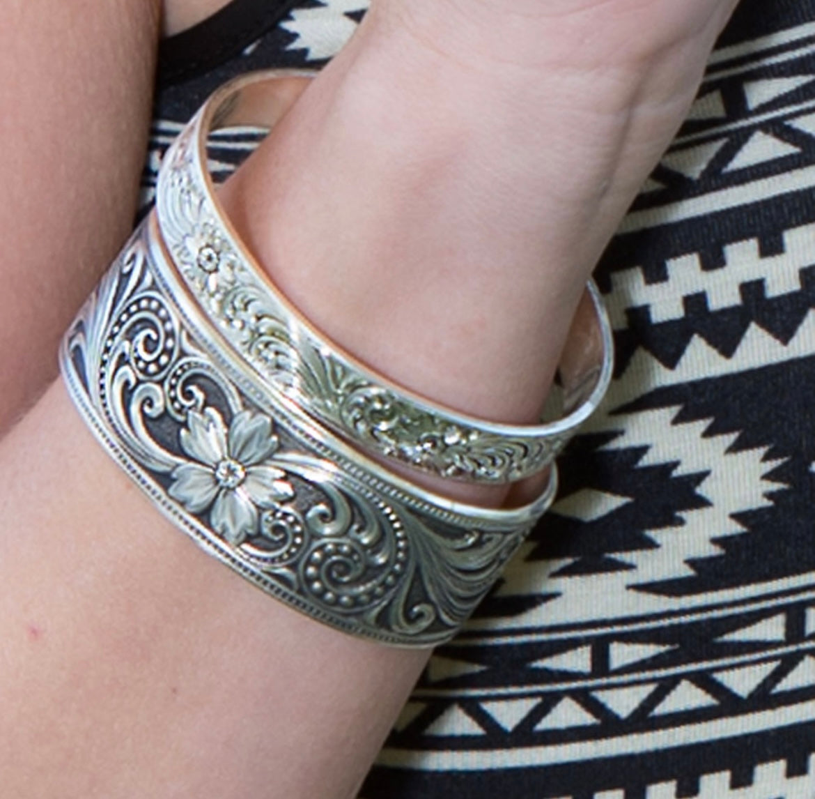 Antiqued Montana Classic Engraved Narrow Cuff Bracelet