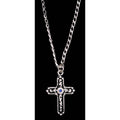 M&F MEN'S SILVER CROSS with Blue stone NECKLACE